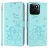 For Honor X7c 4G/Play 60 Plus 5G/200 Smart 5G/Play 9T Case with Strap Cats Imprint Leather Wallet Phone Cover