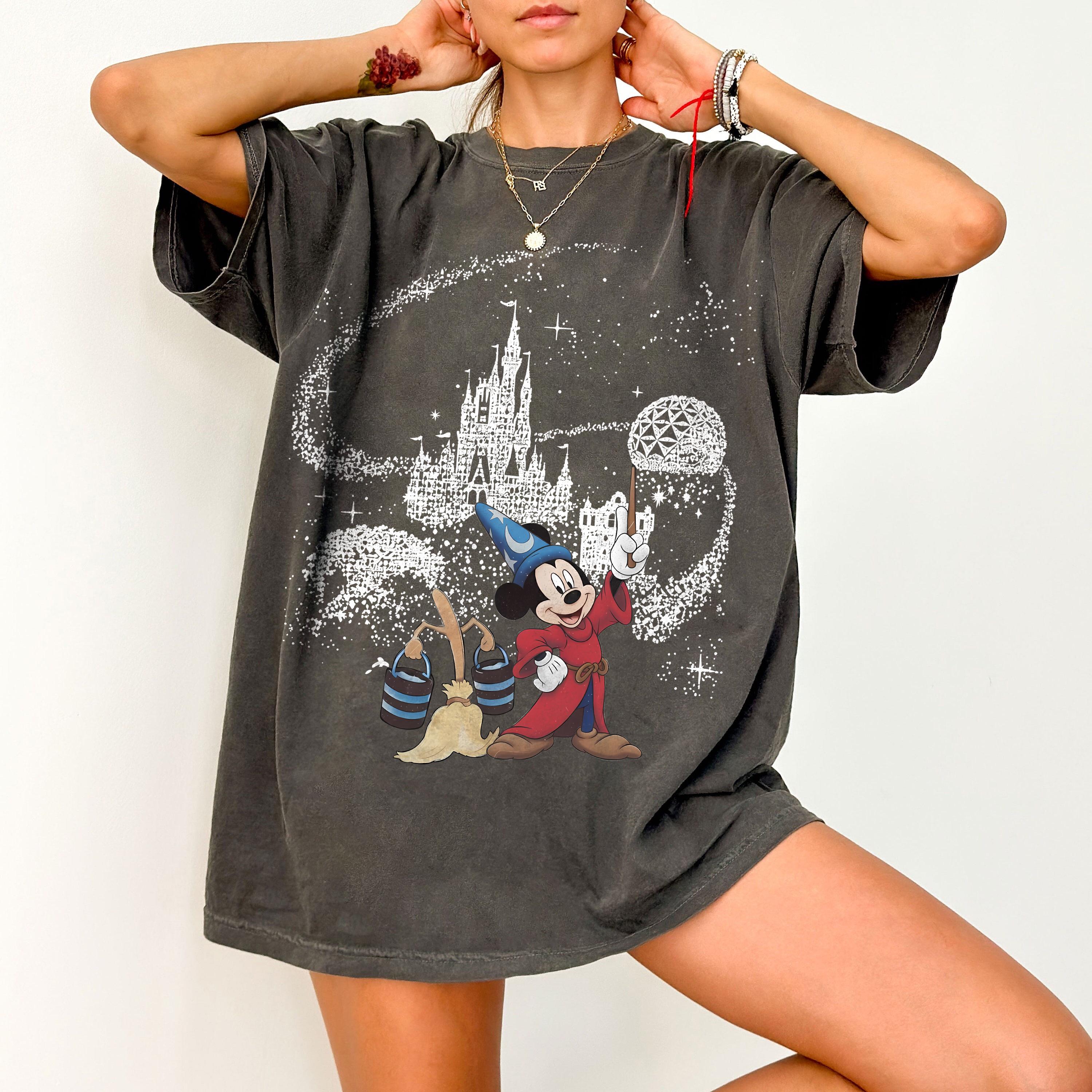 Plus Size Women s Classic Disney Fantasia Mickey Mouse T- Shirt, Disneyland Trip Vacation Shirt Pure Cotton Streetwear Oversized XL