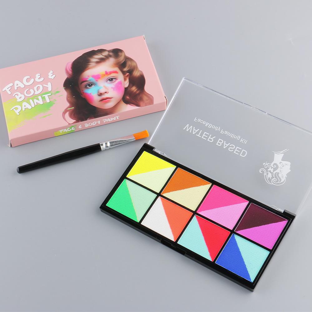 8 Color Split Water-Based Face Paint Palette for Kids Creative Face Painting Kit Non-Toxic Washable Party Stage Makeup
