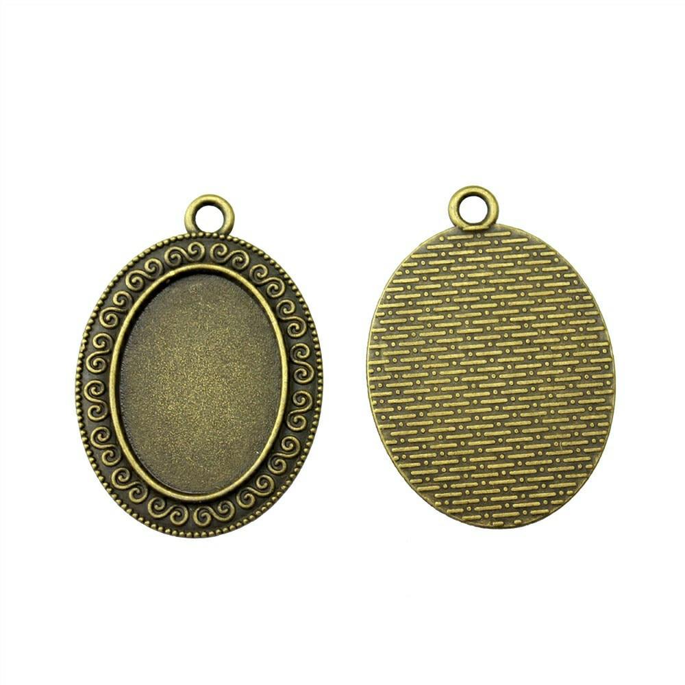 

4шт Овал Простой стиль Камея Кабошон Кулон База Настройка Ювелирные компоненты Аксессуары Антикварная бронза Цвет Цинковый сплав 18X25mm