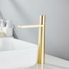 Single Handle Hot and Cold Deck Mounted Tall Brass Sink Mixer Round Gold Brushed Bathroom Modern Wash Basin Faucet Tap