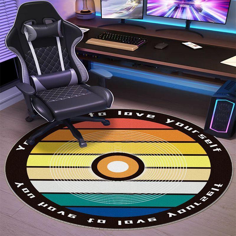 VIKAMA Schlingenteppich Gaming Stuhl Bodenmatte Rutschfest Schmutzabweisend Study Teppiche Rund Cooles Spielgriffmuster Schlafzimmerteppich Zuhause