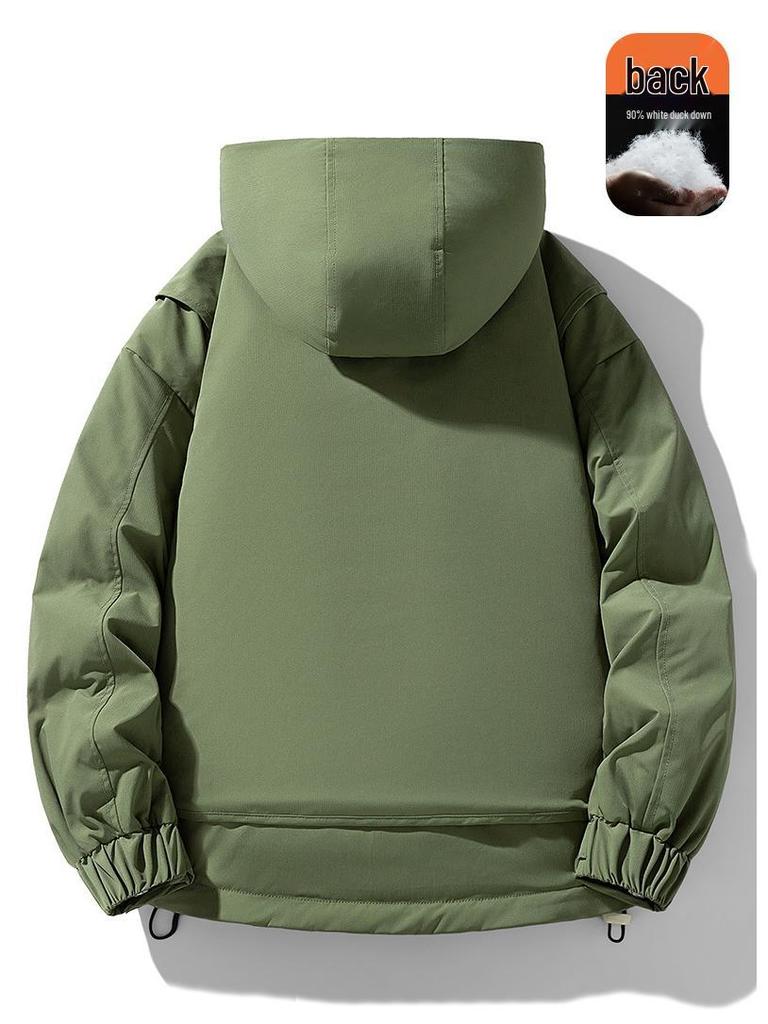 MLB & NY Collaboration Unisex Japanese Workwear White Duck Down Jacket - Warm, Cold-Proof Men's Coat.