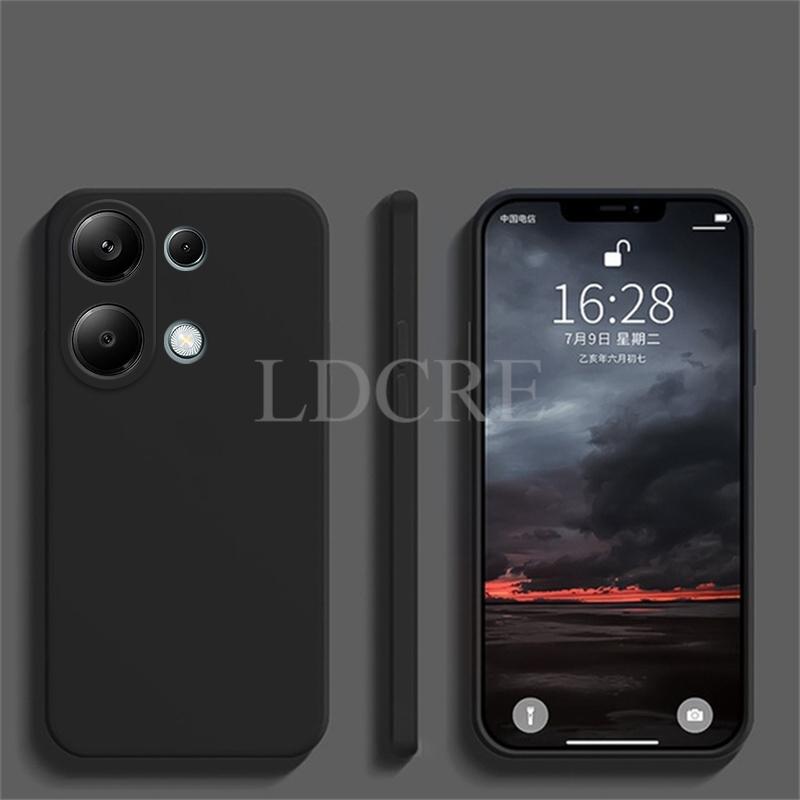 Для Xiaomi Redmi Note 13 Pro Чехол Жидкий Силиконовый Чехол Redmi Note 13 Pro Чехол TPU Защитный Чехол для Телефона Redmi Note 13 Pro Чехол Redmi Note 13 Pro 4G чёрный