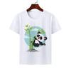 Cute Giant Panda Cartoon Tshirt for Boy Girl Summer round Neck Modal Cat Short Sleeve ParentChild Top Kids Clothing