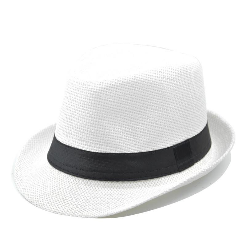 Hat Vintage Sunshade Hollowedout Gentleman Straw Hat With Rolled Edge Jazz Belt
