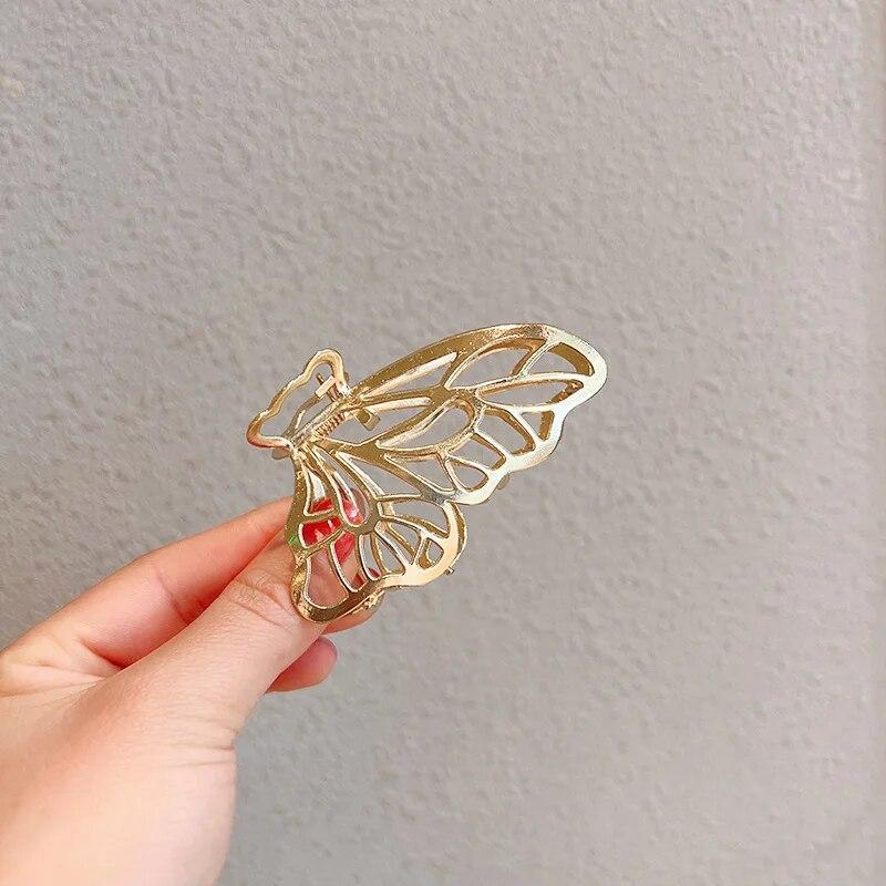 

Модні затискачі для волосся з метеликами Порожнисті затискачі з цинкового сплаву Золотий/сріблястий затискачі для волосся з метеликами Аксесуари для волосся для жінок