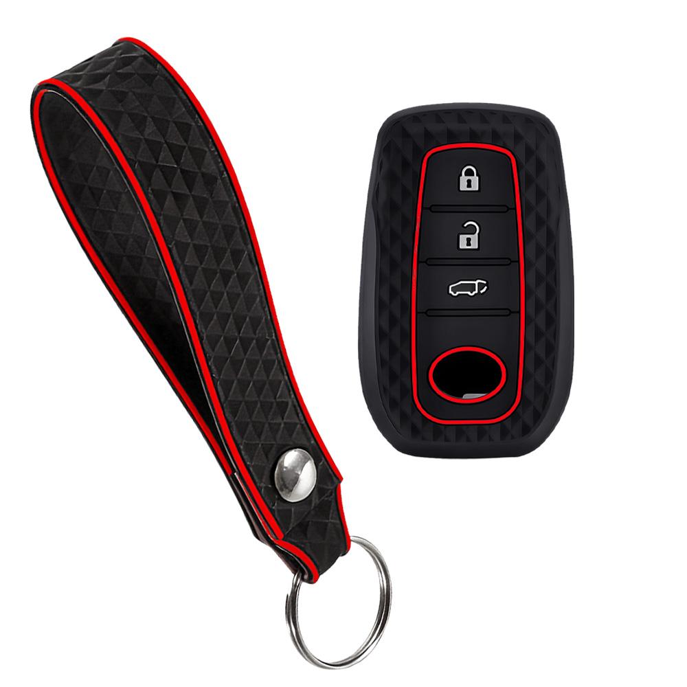 

2 Pc Silicone For Toyota Corolla Hatchback Cross Yaris Cross Prius Hilux Land Cruiser Lc200 Lc250 Lc300 Car Key Case Cover Chain