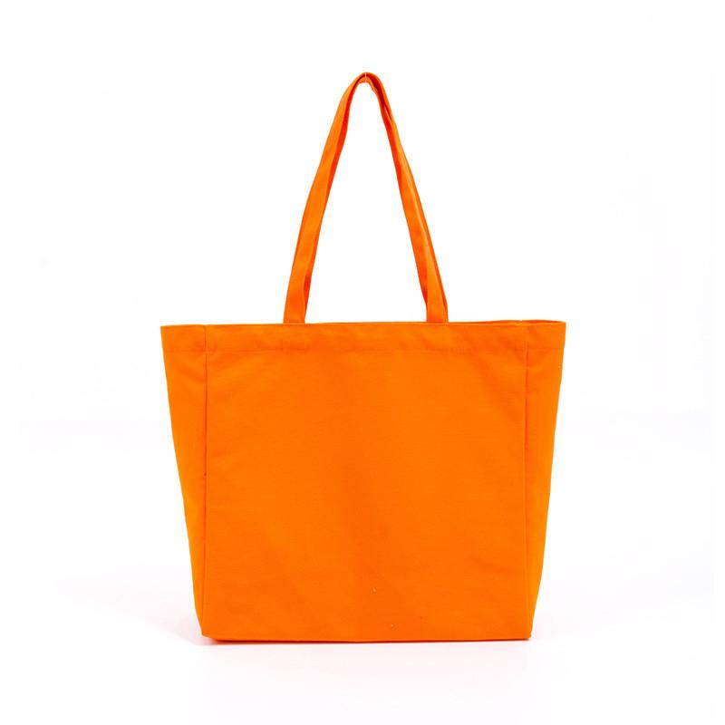 Canvas Tote Bag With Solid Color For Shopping And Gift Use