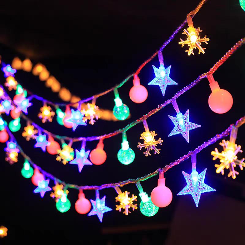 Outdoor Solar Bubble Ball Star String Lights Waterproof LED Lights for Patio Party Wedding Holiday Christmas Garden Decorations