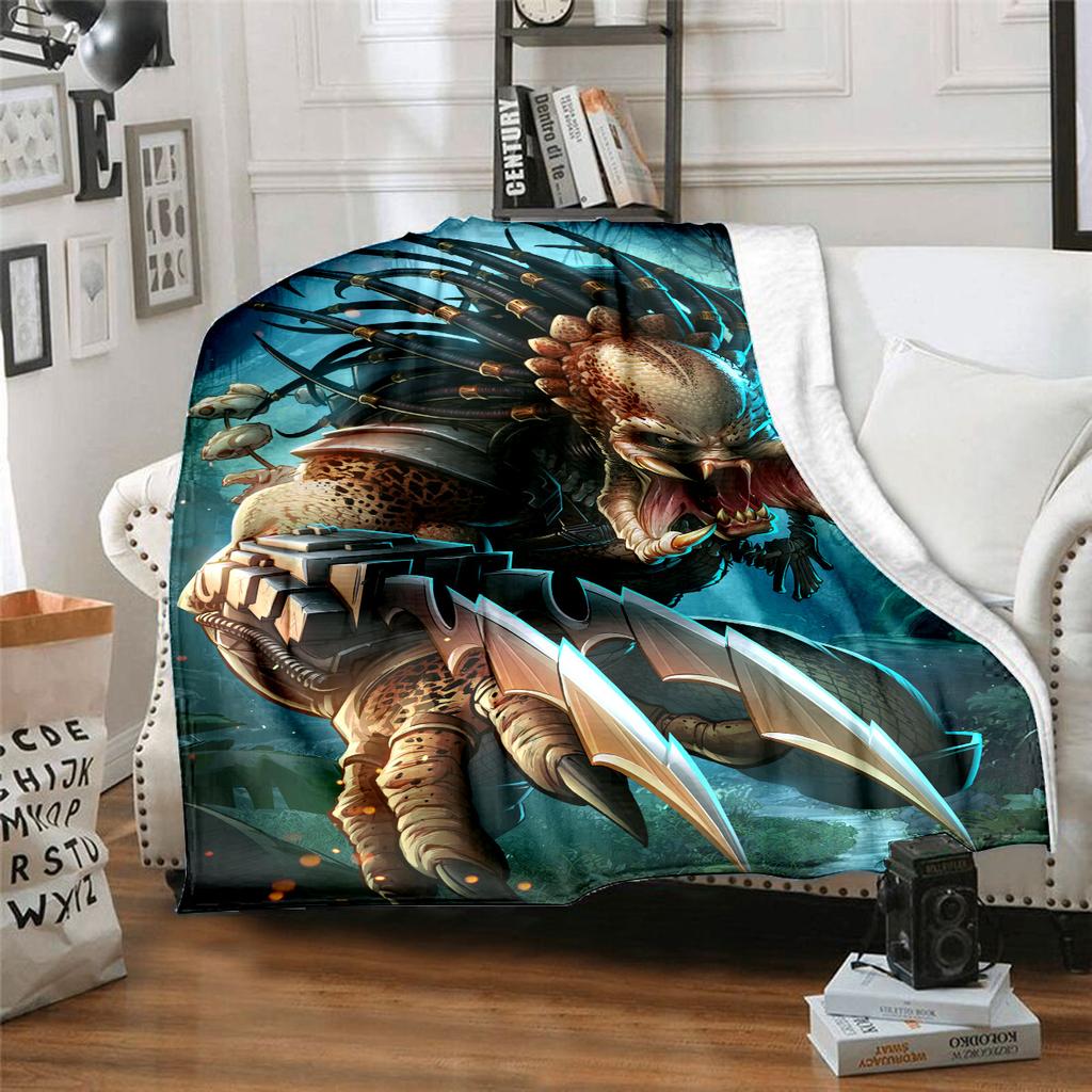 1PC Predator Alien Warrior Plush Blanket Soft Comfortable All Seasons Suitable Sofa Office Travel Home Gift Idea