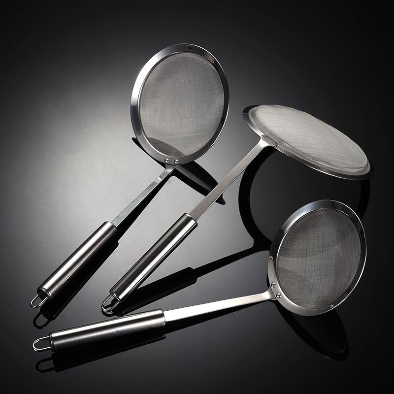201 Edelstahlgriff Ölsieb Sieb Hot Pot Suppe Öl Schaum Ölabscheider Gadget 304 Maschenweite Multi-Spezifikation