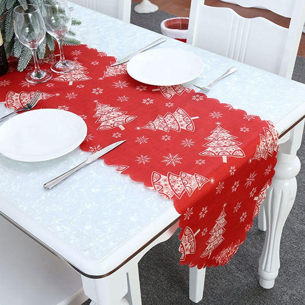 Frohe Weihnachten Blumen Tischläufer Tischdecke Weihnachtsdekoration Weihnachts-Tischläufer