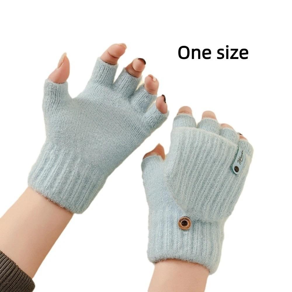 Touchscreen Knitted Wool Gloves Anti-Cold Half-Finger Bicycle Riding Gloves Thickened Fingerless Gloves Writing And Typing