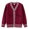 Parent-child Outfit Contrast Color Pockets Medium and Large Children's Knitted Cardigan College School Uniform Girls Sweater Jacket