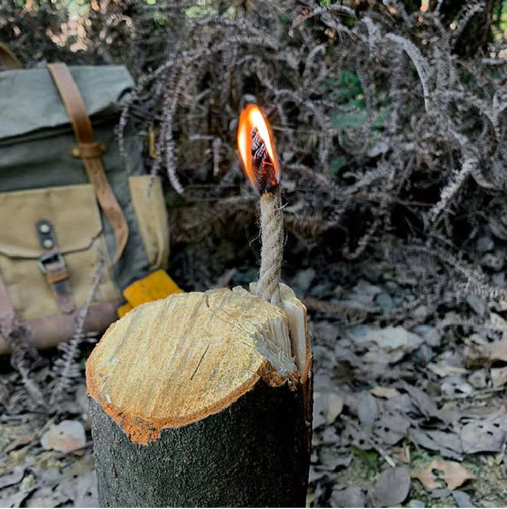 20pcs Outdoor Fire Starter Rope Camping Ignition Hemp Cord for Emergency Fire Lighting Tinder Ropes for Hiking Barbecues Hunting Grilling