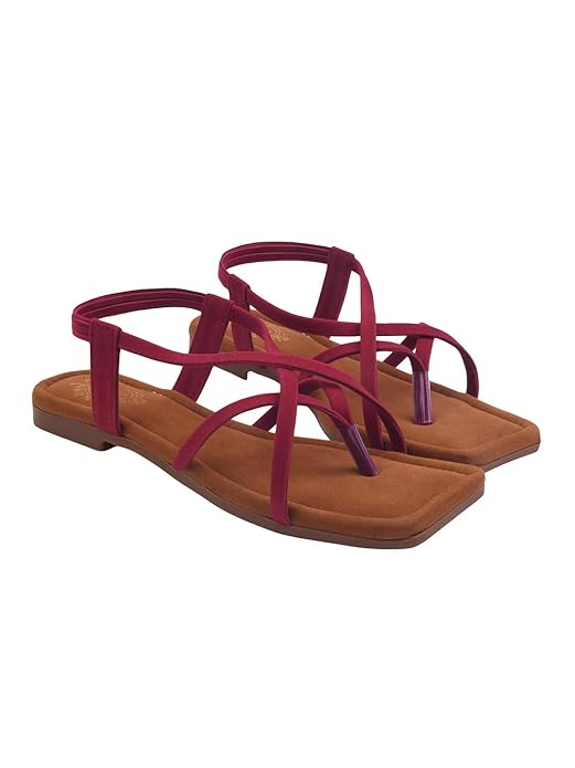 Shoetopia Vibrant Strappy Square-Toe Thong Sandals For Women & Girls