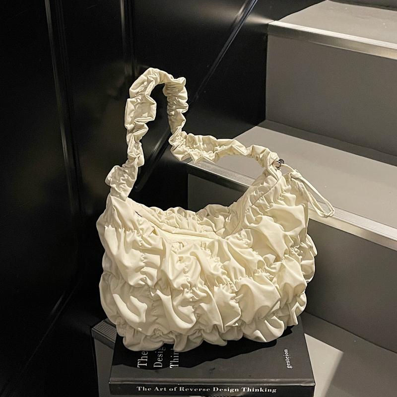 Sense of Luxury High Quality Wrinkles Cloth Shoulder Bags Solid Zipper Popularity Personality Crossbody Bags for Women 2025 New