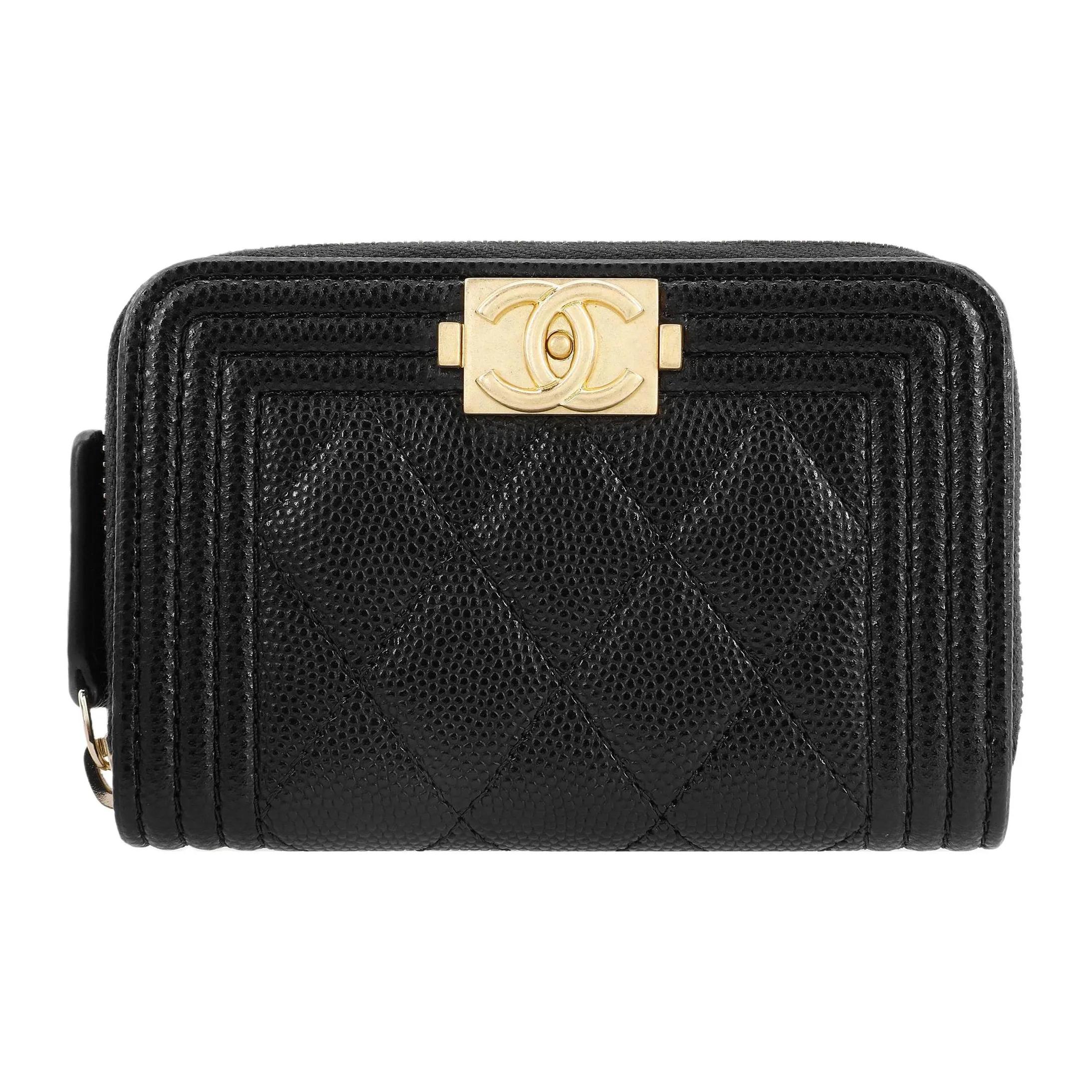 

CHANEL Leboy21K Winter featuring a diamond pattern design with double C Logo crafted from grainy calfskin card holder for women black One Size-Gift Set(Basic Set+Box+Shopping Bag) чорний