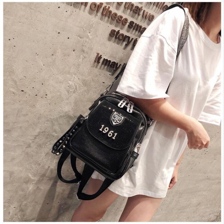 Hot Diamond Mehrzweck-Rucksack Damenmode-Rucksack Silber Weiches Leder Freizeit Reisetasche Schultasche