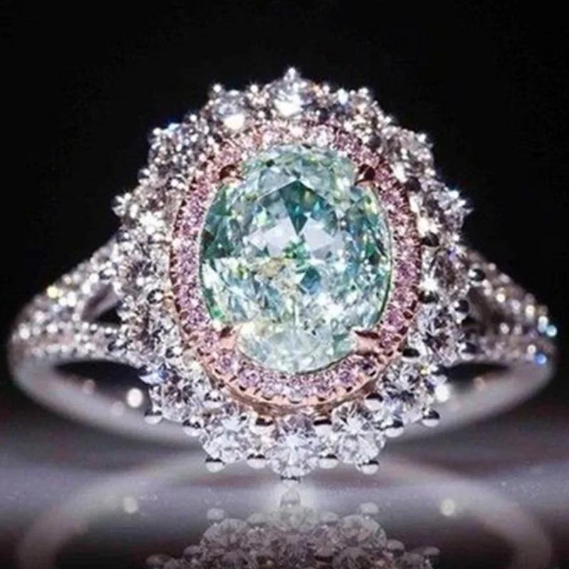 

Роскошные серебряные кольца с инкрустацией розовыми цирконами и разноцветными камнями для женщин, сияющие помолвочные и свадебные кольца, ювелирные изделия 8