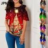 JPNTKY Mode Femme Décontracté Manches Courtes Col Rond Chemisiers & Chemises