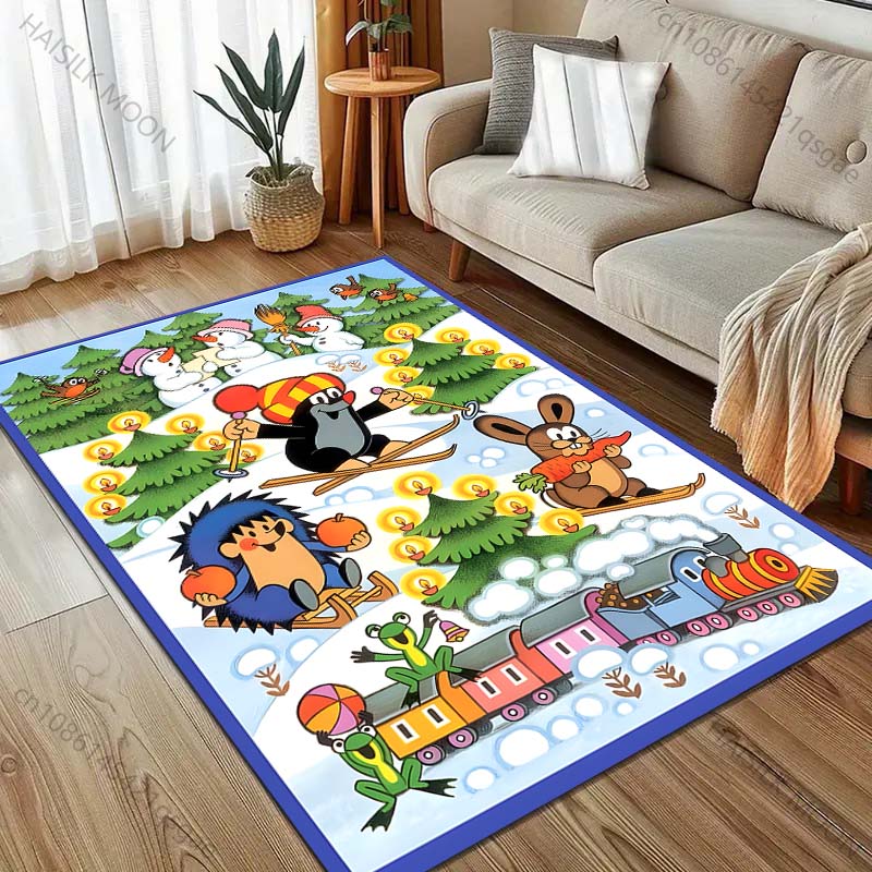 Alfombra de dibujos animados con estampado de Topito para Sala de Estar, Dormitorio, Sofá, Felpudo Decorativo, Alfombra de Área para Mesa de Sofá, Alfombrilla Antideslizante para el Suelo para Regalos