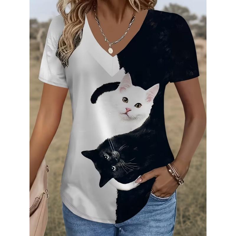 Summer Printed Women's T-shirt, Outdoor Daily Casual Fashionable Retro Clothing