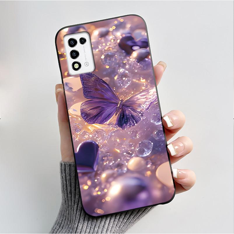 Phone Case For ZTE Libero 5G III A202ZT / Libero 5G II A103ZT Casing Fashion Butterfly Flower Black Soft TPU Case Silicone Cover