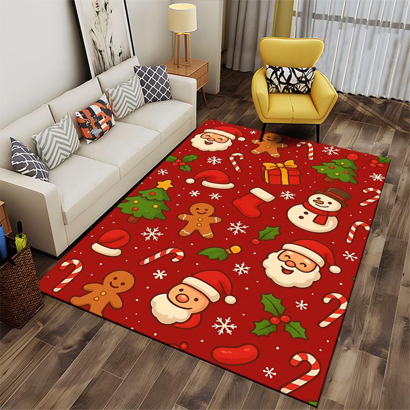 Christmas Cartoon Pattern Carpet suitable as a non-slip mat for the living room or bedroom sofa