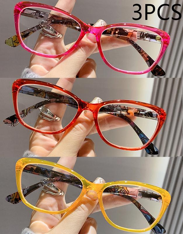 1/2/3PCS New Colored Frame Reading Glasses For Women Comfortable Trendy Full Frame 2105