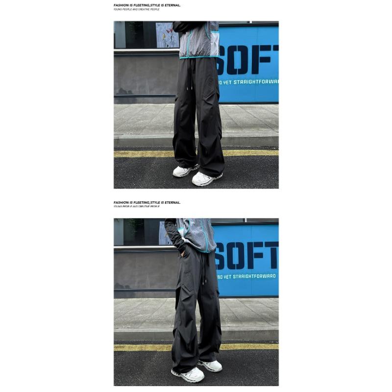 Men Loose Straight Baggy Casual Parachute Cargo Work Long Pants