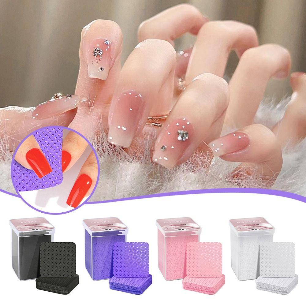 200PCS/Box Multicolor Lash Glue Cleaning Pads Lint-free Nail Wipes Makeup Tool  Makeup Removal
