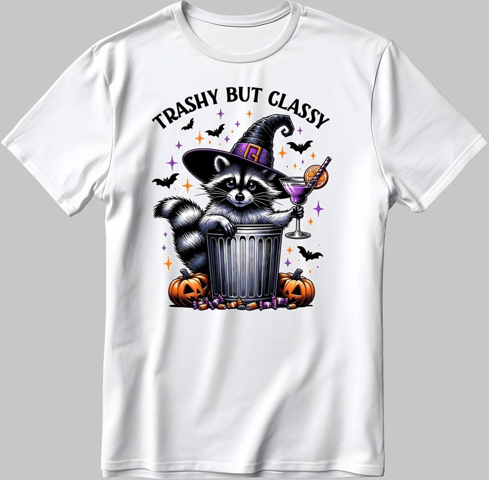 Funny Halloween Raccoon T-Shirt: Trick Or Trashy Vintage Style XL