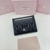 Miu Lambskin Ultra-Thin Pleated Card Holder with Multi-Card Slots