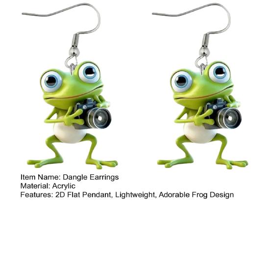 Frog Pendant Dangle Earrings 2D Acrylic Frog Pendant Earrings Cartoon