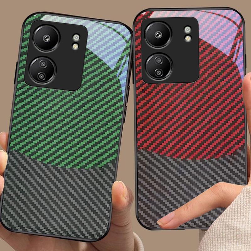 Dwukolorowe Paski Dla Xiaomi Redmi 13C Note13 12 Pro Plus 5G Note 9 13T Pro POCO X6 F5 F6 Czarne Szkło Hartowane Etui na Telefon