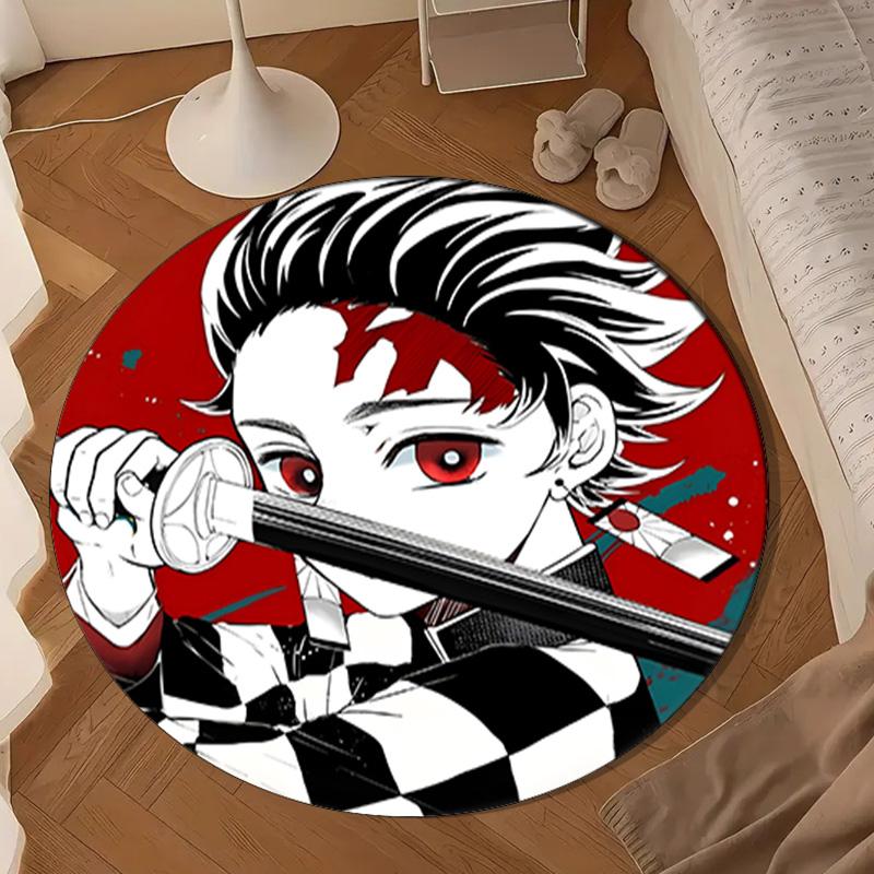 Brave Demon Warrior's Journey Round mat, Anti-slip Circle Carpet Chair rug For livingroom,Bedroom, doormat home decor Gift Christmas Gifts