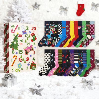 Adventskalender med strumpor för vuxna män kvinnor 24 par julstrumpor set 24 dagar nedräkning till jul presentförpackning