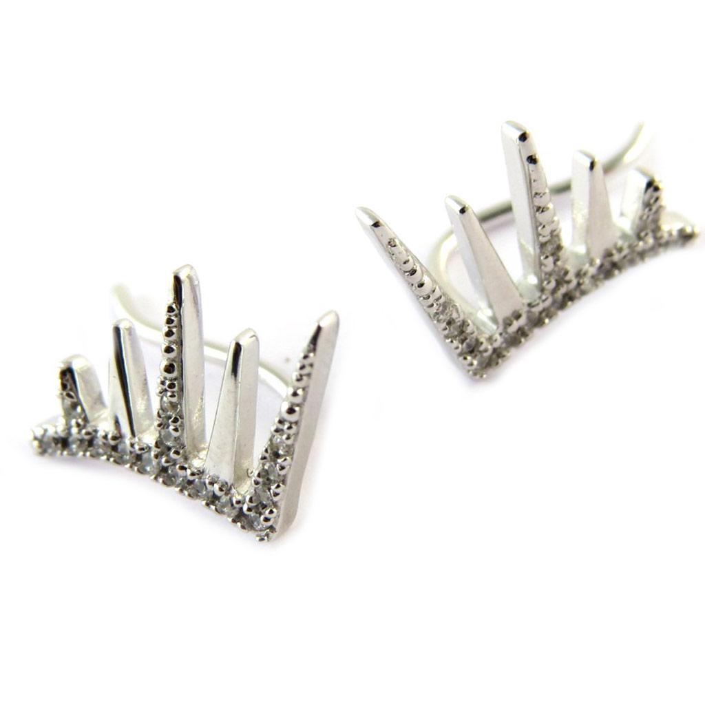 Les Trésors De Lily [N6239] - White 'Sissi' Silver Hoop Earrings (rhodium-plated)