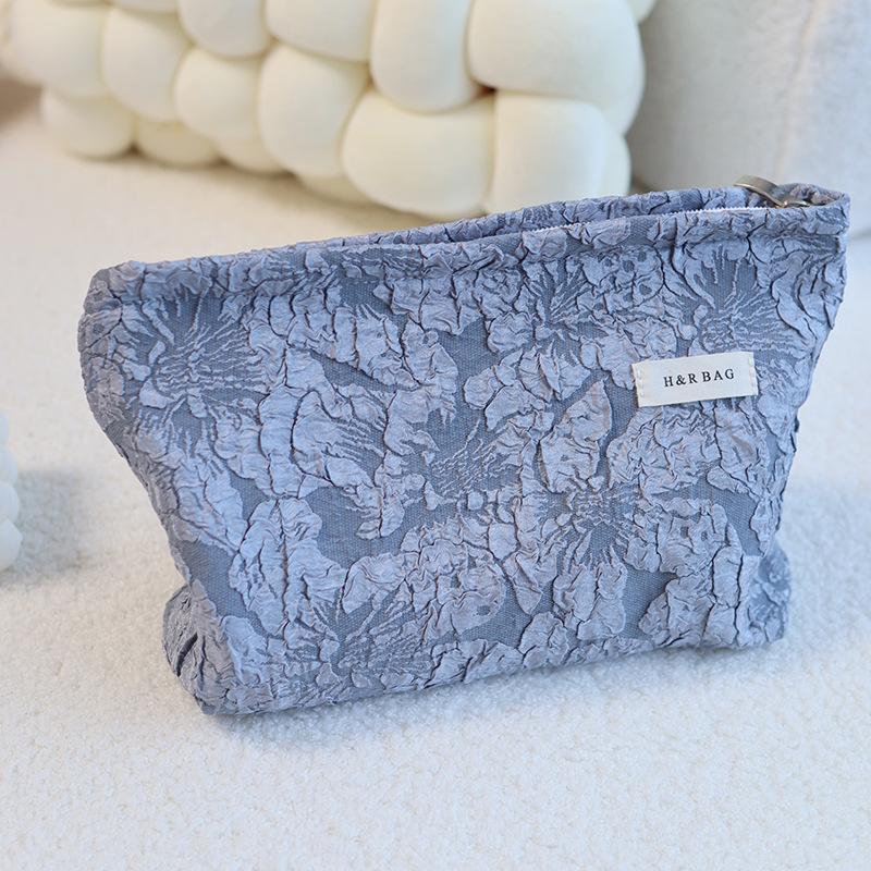 Capacity Large Canvas Cosmetic Storage Bag Embossed Toiletry Bag Storage Travel