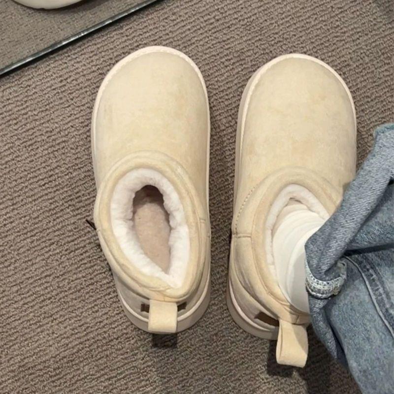 Anti-season white short cold-proof snow boots for children, winter versatile velvet thickened-soled warm cotton shoes