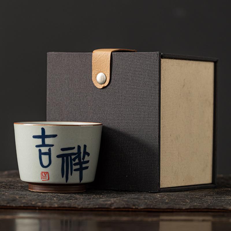 Calligraphy cup grass and wood ash hand-painted master cup underglaze color retro single cup ceramic personal special teacup creative large