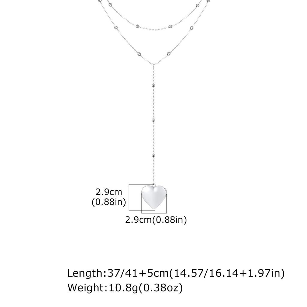 Classic Heart Locket Pendant Beaded Chain Necklace for Women Stainless Steel Family BFF Pendant Trendy Collar Jewelry Gifts
