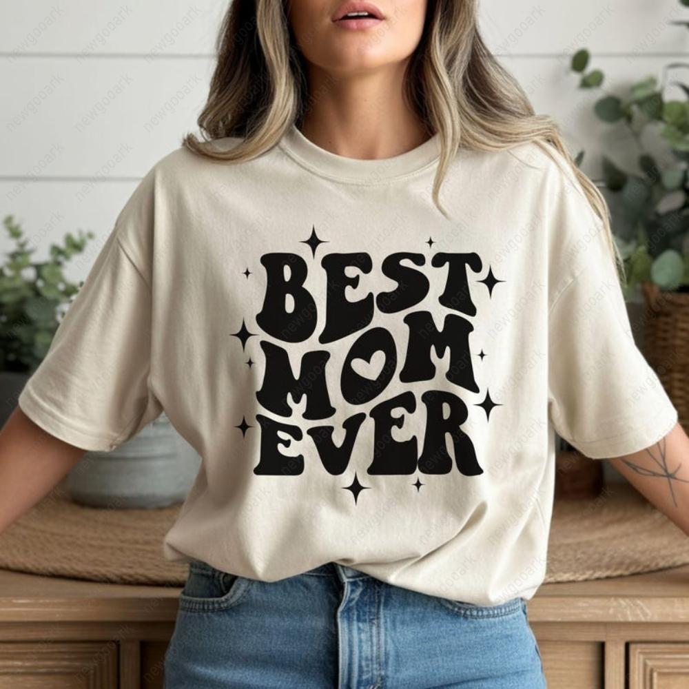 

Best Mom Ever Shirt Minimalist Gift for Mothers Day Women Casual Oneck Printed T Shirts Classic Breathable Cotton Tops Tee S