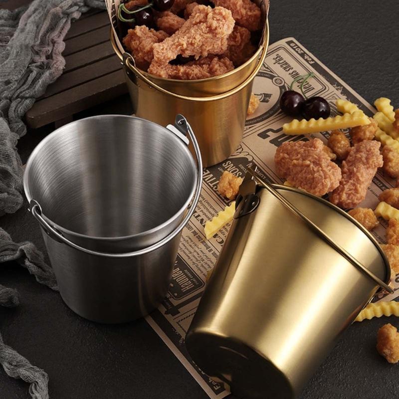 Small Metal Buckets Stainless Steel Material Dessert Buckets Small Pots Wedding Supplies for Food and Small Items