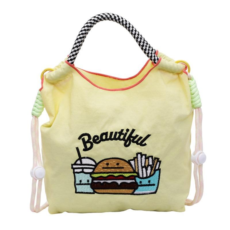 

Fashion Sweet Nylon Embroidered Canvas Shoulder Bag Casual Commuter Student Small Square Bag Trend Versatile Crossbody Bag жовтий