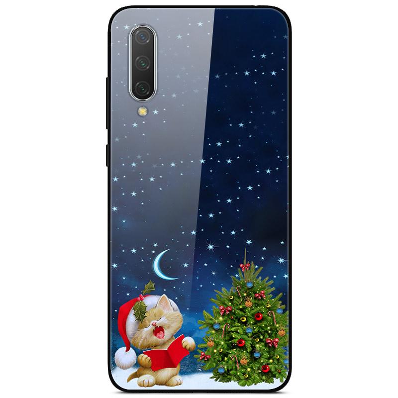 New Year Christmas Case For Xiaomi Mi 9 Lite CC9 CC9E A3 9T SE Tempered Glass Hard Cover For Redmi Note 8T 8 7 K20 Pro Bumper