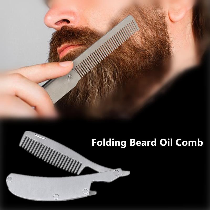 Hair Comb Men'S Dedicated Stainless Steel Folding Comb Mini Pocket Comb Beard Care Tool Convenient And Use Hair Brush