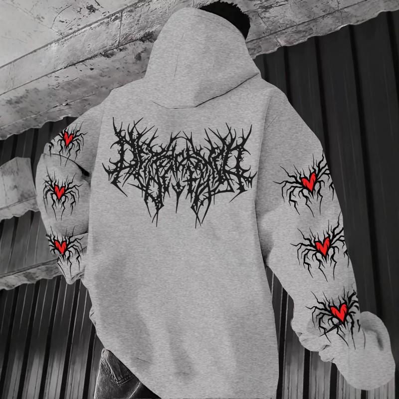 Unisex Y2K Gothic Punk Graphic Hoodie Oversized Long Sleeve Streetwear Sweatshirt